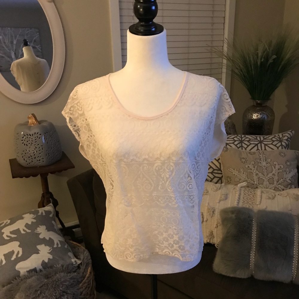 Pale pink lace top